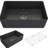 BOCCHI Aderci Ultra-Slim 30" Fireclay Farmhouse Sink, Matte Dark Gray, 1481-020-0120