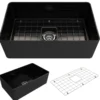 BOCCHI Aderci Ultra-Slim 30" Fireclay Farmhouse Sink, Black, 1481-005-0120