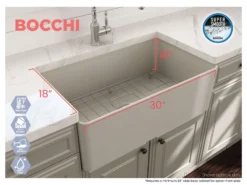 BOCCHI Aderci Ultra-Slim 30" Fireclay Farmhouse Sink, Biscuit, 1481-014-0120