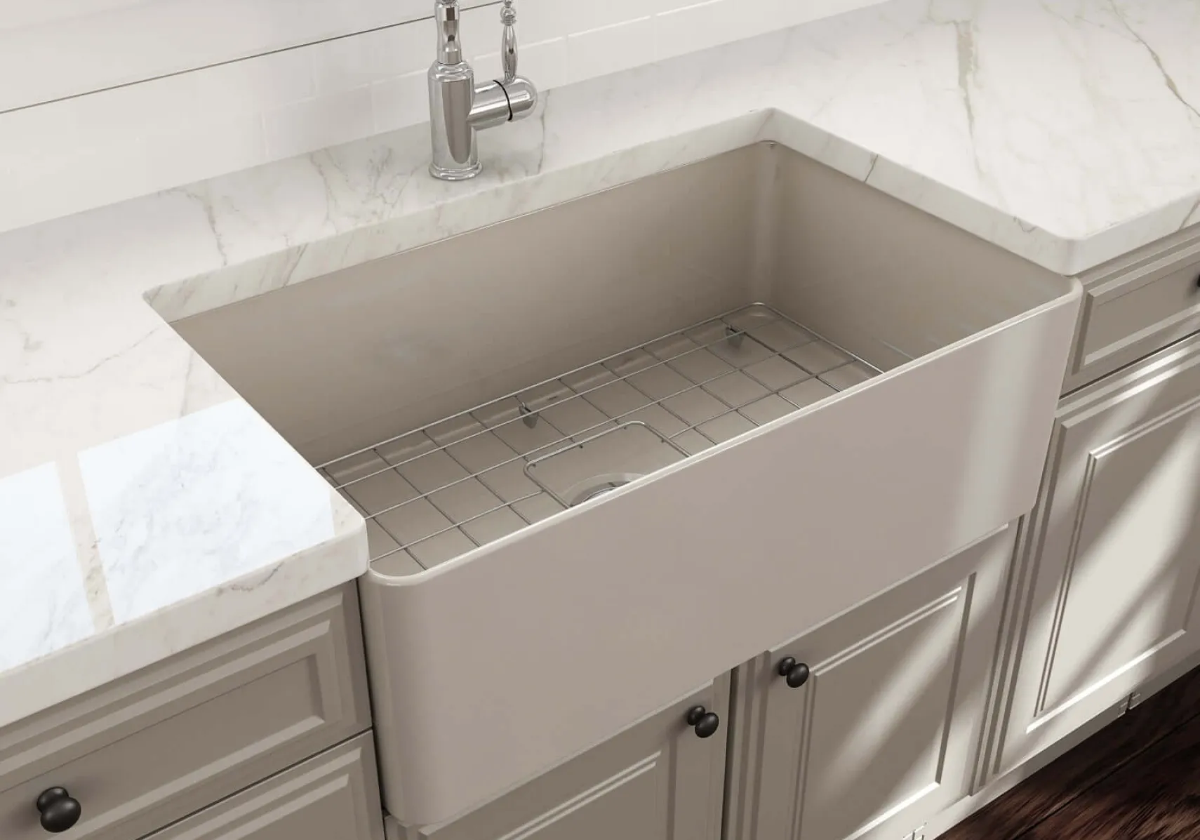 BOCCHI Aderci Ultra-Slim 30" Fireclay Farmhouse Sink, Biscuit, 1481-014-0120