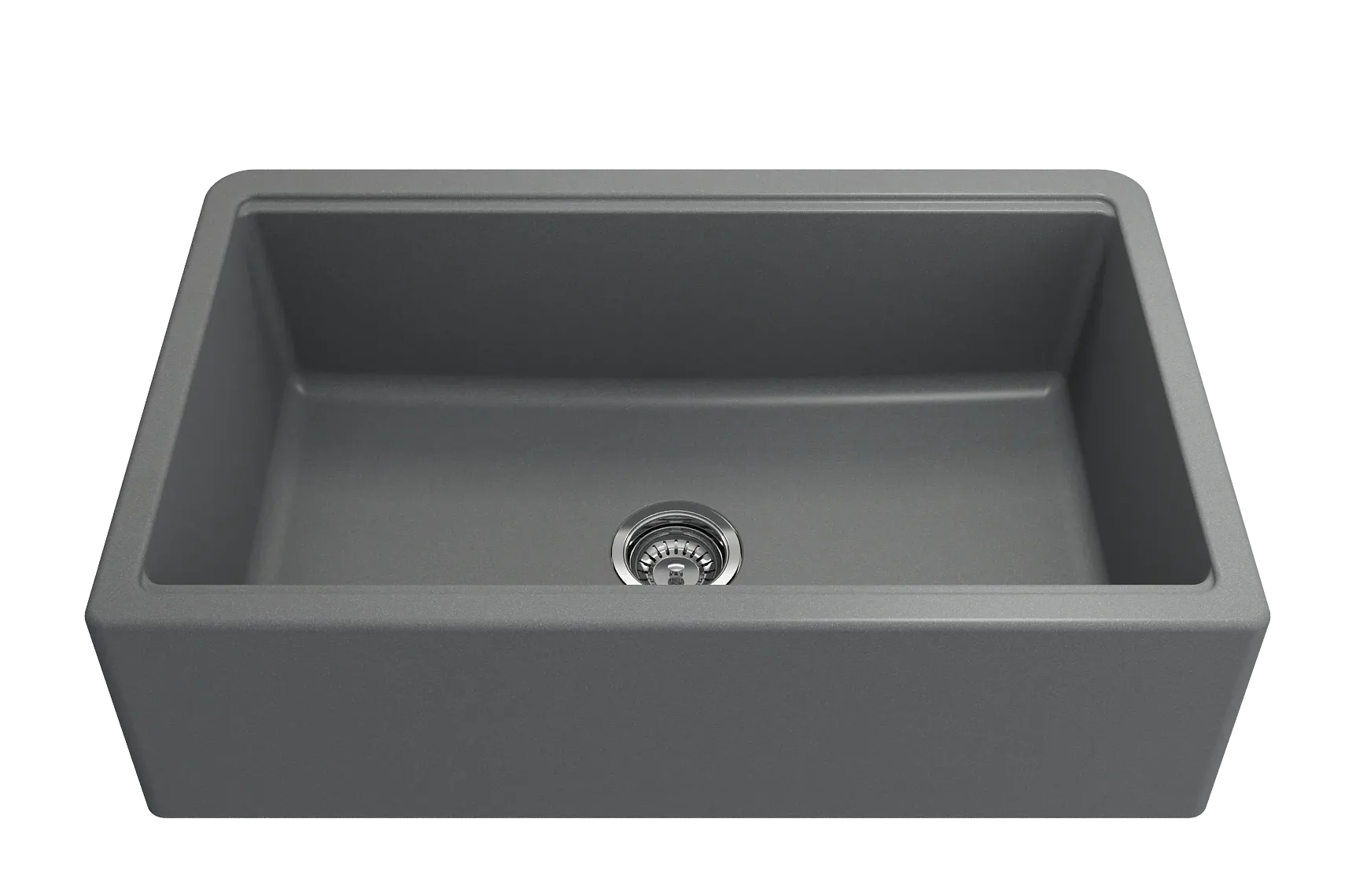BOCCHI Arona 33" Composite Granite Workstation Farmhouse Sink with Accessories, Concrete Gray, 1600-506-0120