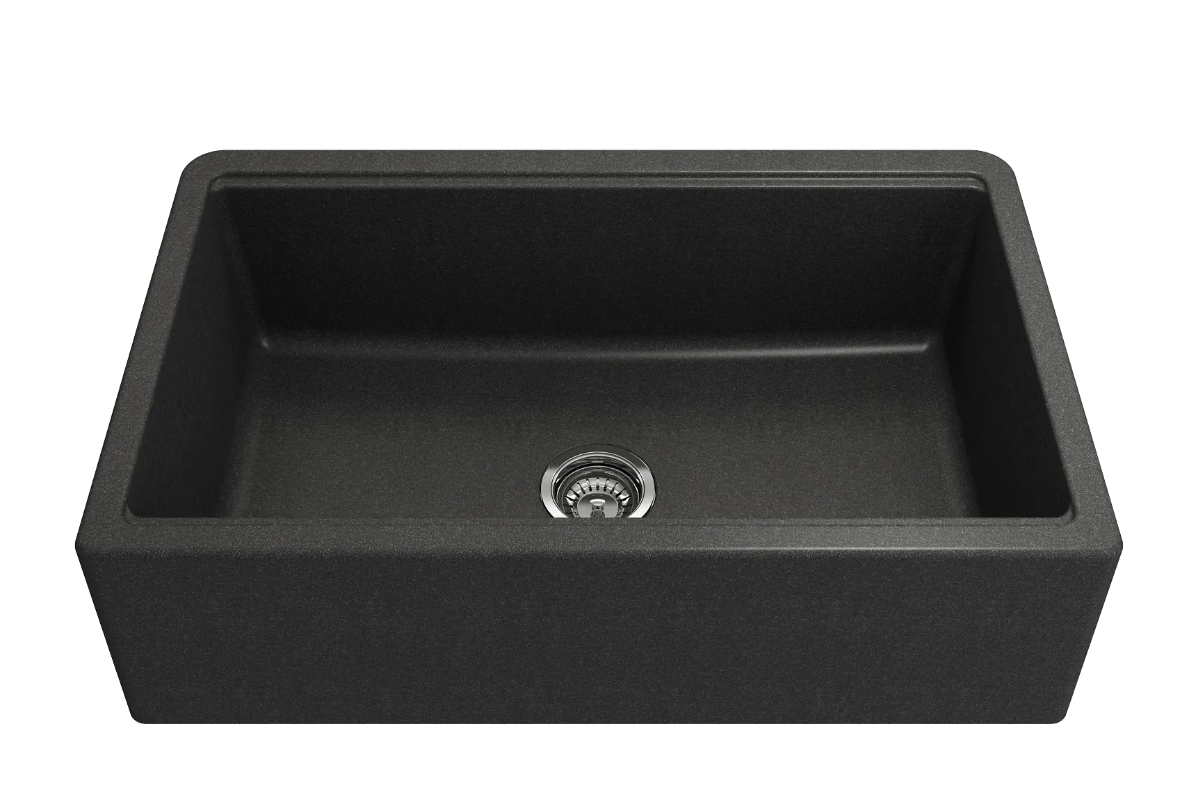 BOCCHI Arona 33" Granite Workstation Farmhouse Sink Kit with Faucet and Accessories, Metallic Black (sink) / Stainless Steel (faucet), 1600-505-2020SS