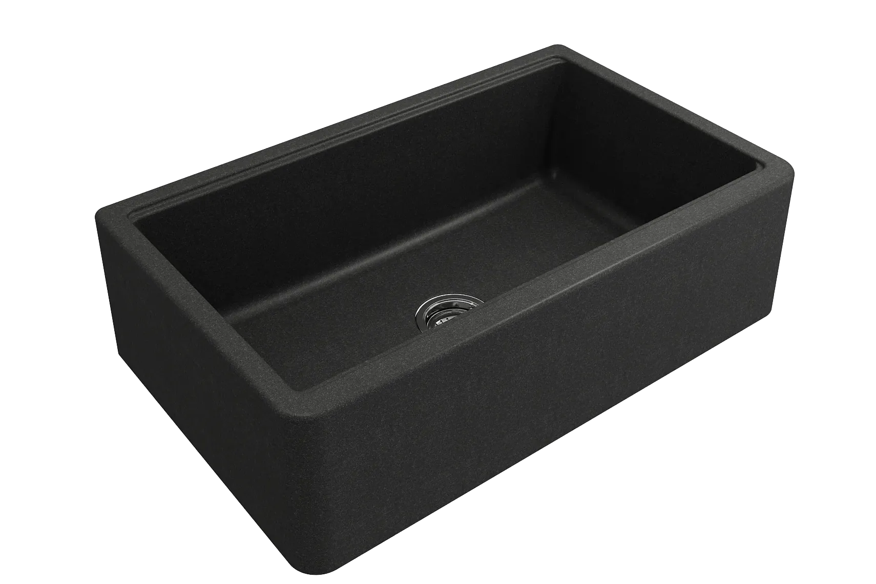 BOCCHI Arona 33" Granite Workstation Farmhouse Sink Kit with Faucet and Accessories, Metallic Black (sink) / Chrome (faucet), 1600-505-2020CH
