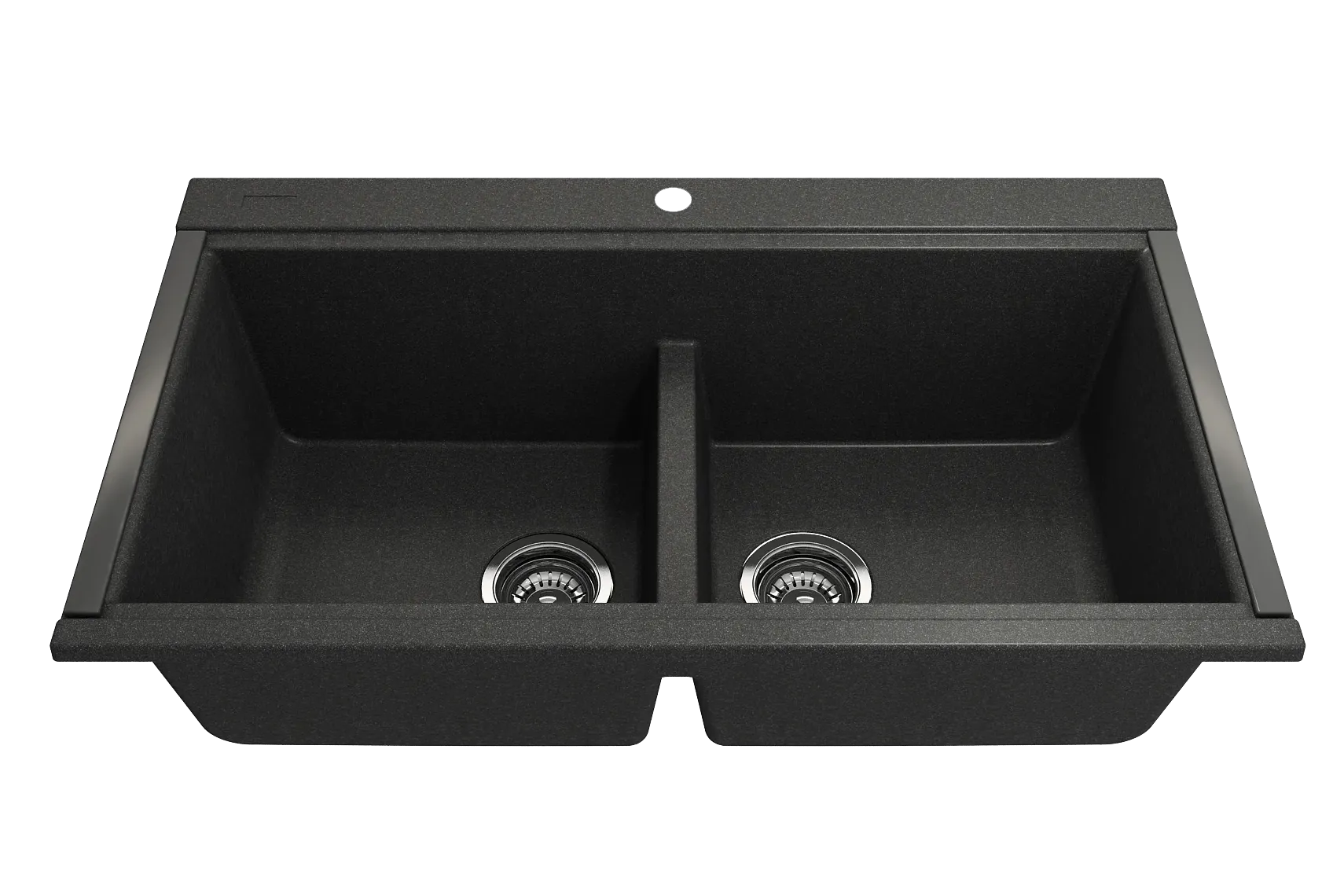BOCCHI Baveno Lux 34" Undermount Granite Workstation Kitchen Sink Kit with Accessories, 50/50 Double Bowl, Metallic Black, 1618-505-0126