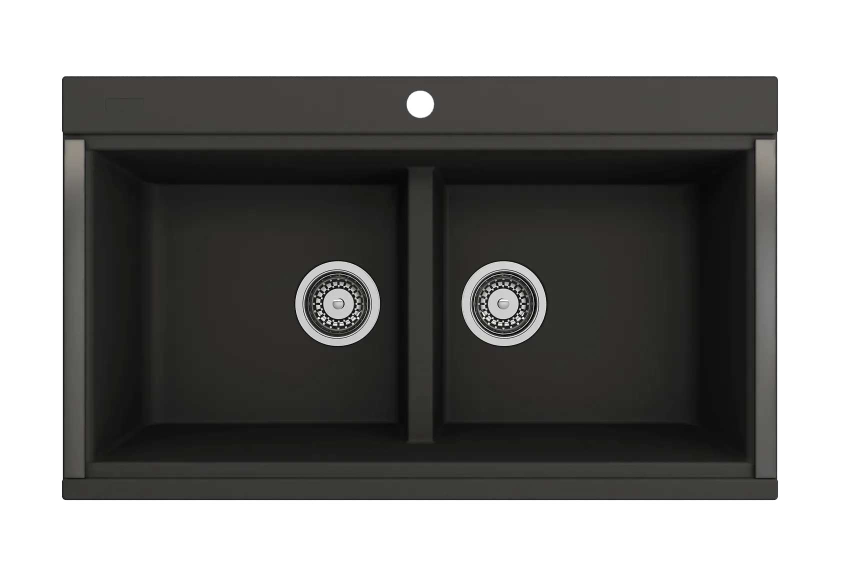 BOCCHI Baveno Lux 34" Undermount Granite Workstation Kitchen Sink Kit with Accessories, 50/50 Double Bowl, Matte Black, 1618-504-0126HP