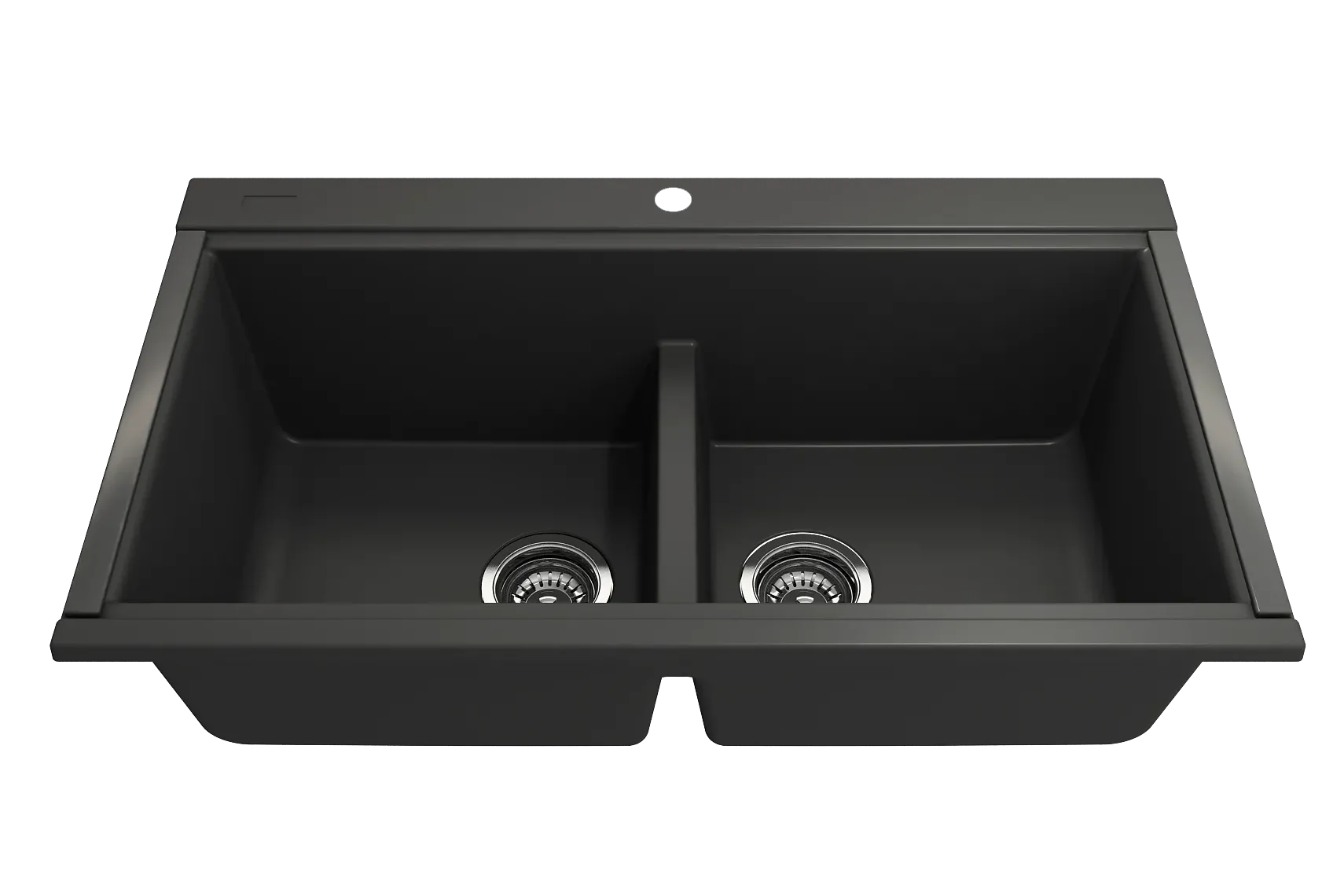 BOCCHI Baveno Lux 34" Undermount Granite Workstation Kitchen Sink Kit with Accessories, 50/50 Double Bowl, Matte Black, 1618-504-0126HP