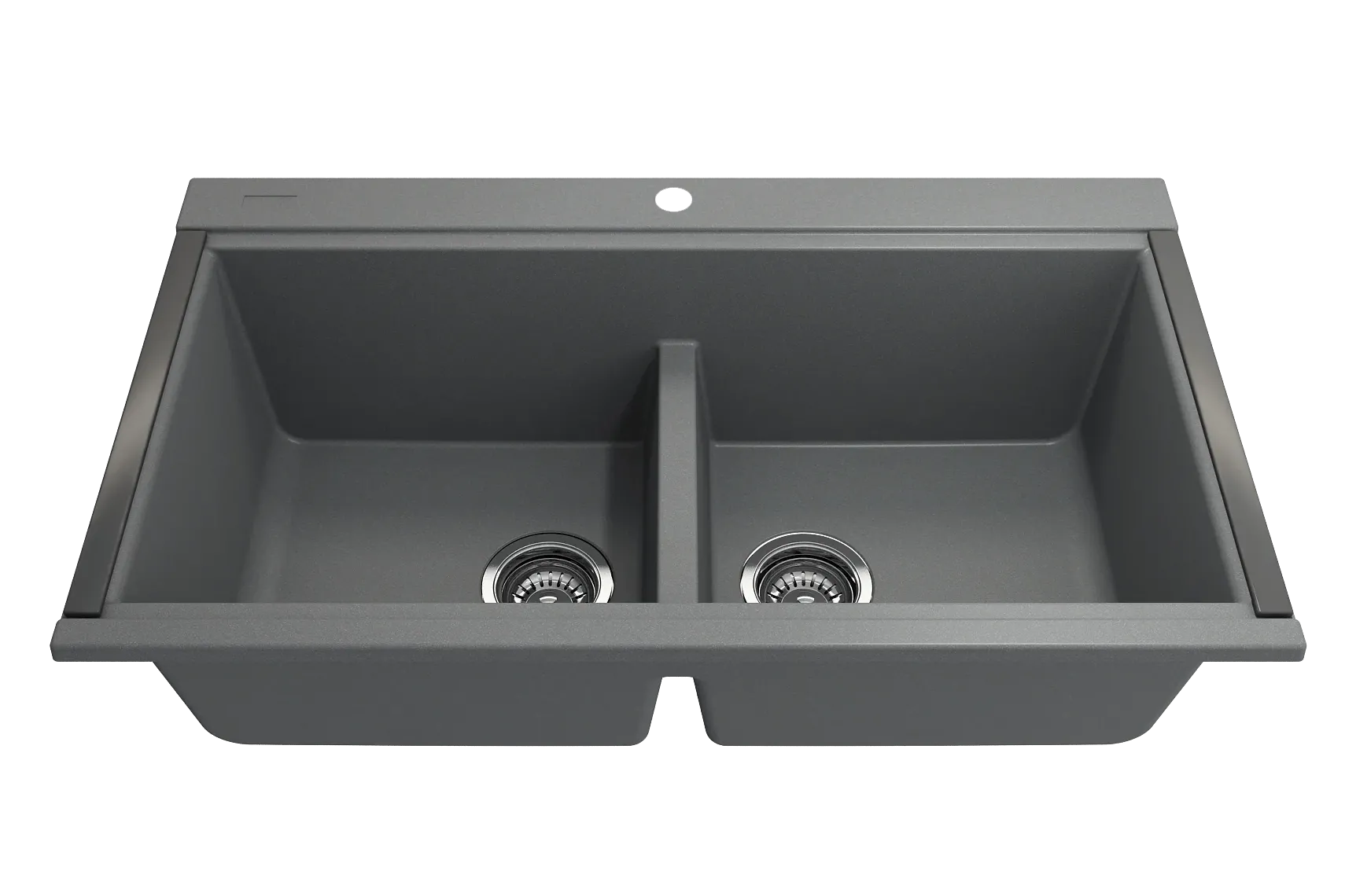 BOCCHI Baveno Lux 34" Undermount Granite Workstation Kitchen Sink Kit with Accessories, 50/50 Double Bowl, Concrete Gray, 1618-506-0126