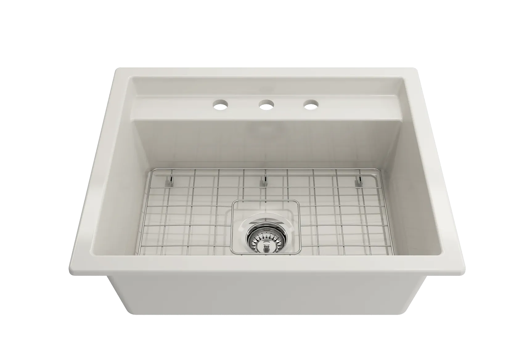 BOCCHI Baveno Uno 27" Dual Mount Fireclay Workstation Kitchen Sink Kit with Accessories, Biscuit, 1633-014-0127