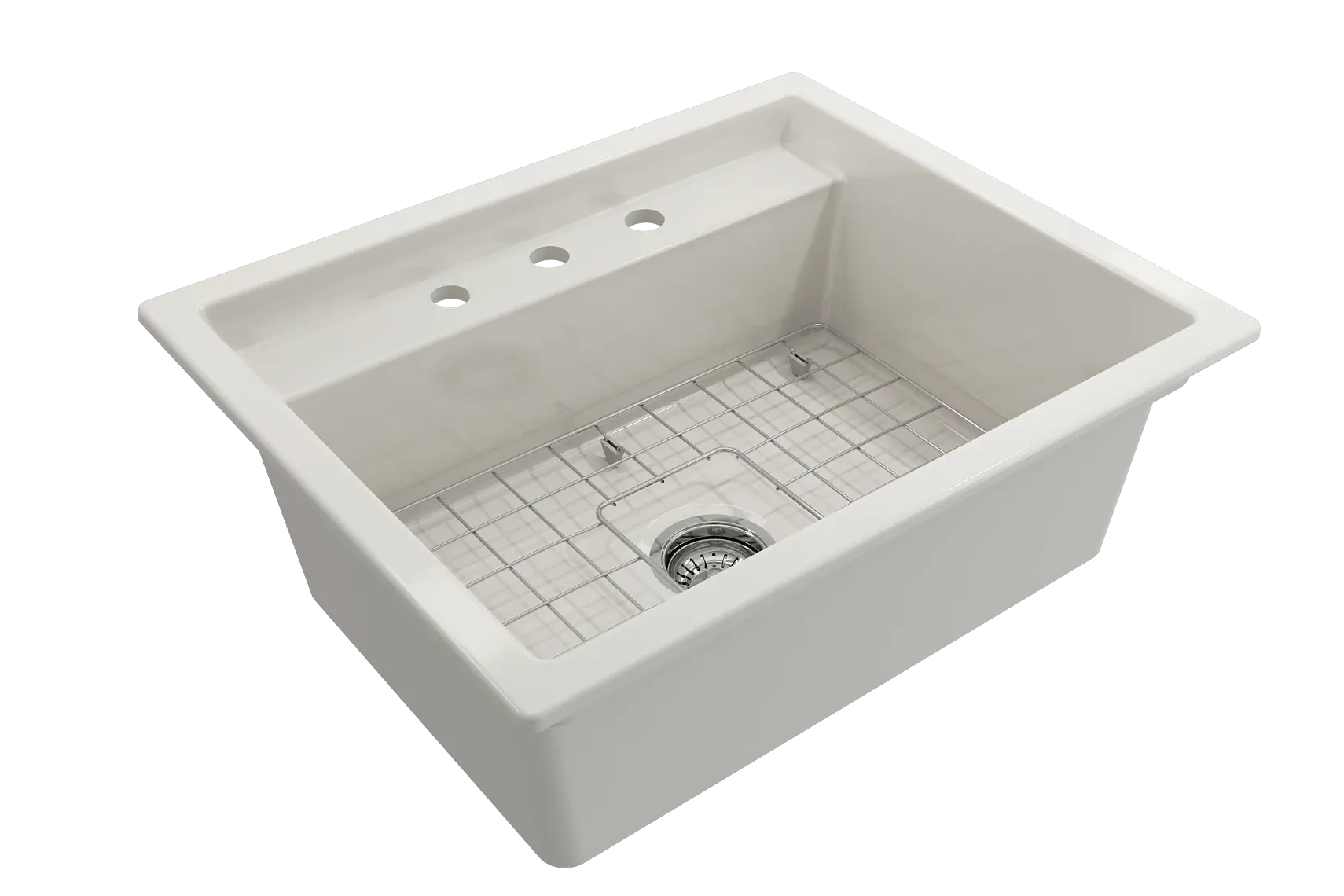 BOCCHI Baveno Uno 27" Dual Mount Fireclay Workstation Kitchen Sink Kit with Accessories, Biscuit, 1633-014-0127