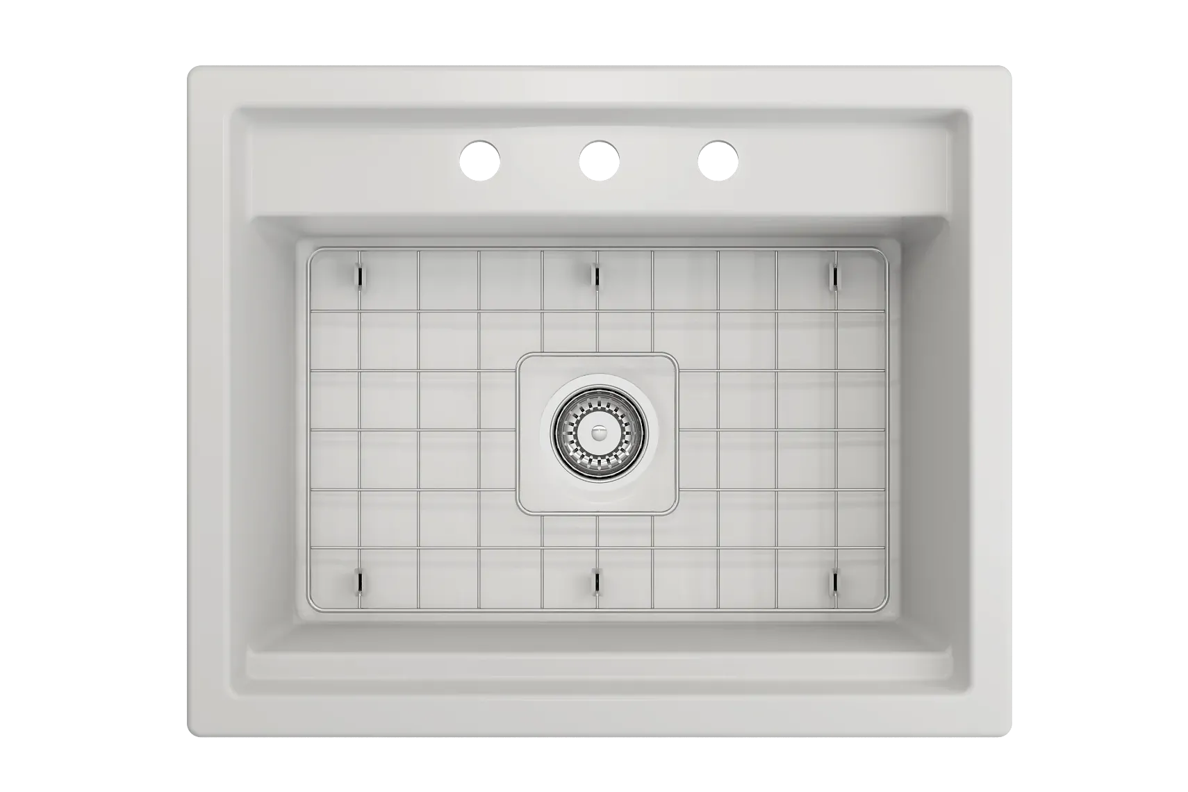 BOCCHI Baveno Uno 27" Dual Mount Fireclay Workstation Kitchen Sink Kit with Accessories, Matte White, 1633-002-0127