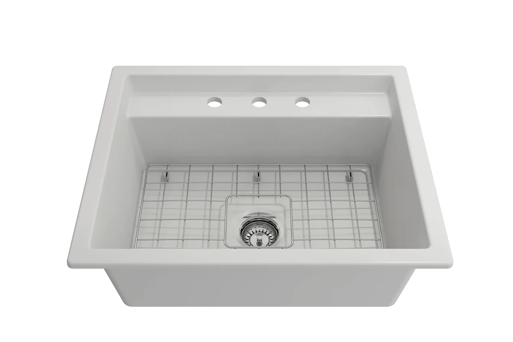 BOCCHI Baveno Uno 27" Dual Mount Fireclay Workstation Kitchen Sink Kit with Accessories, Matte White, 1633-002-0127