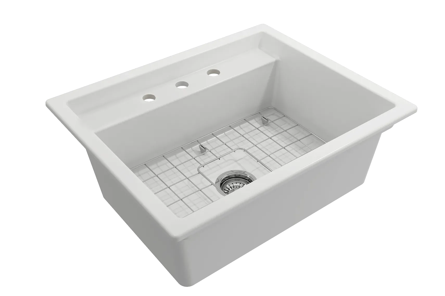BOCCHI Baveno Uno 27" Dual Mount Fireclay Workstation Kitchen Sink Kit with Accessories, Matte White, 1633-002-0127