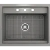 BOCCHI Baveno Uno 27" Dual Mount Fireclay Workstation Kitchen Sink Kit with Accessories, Matte Gray, 1633-006-0127