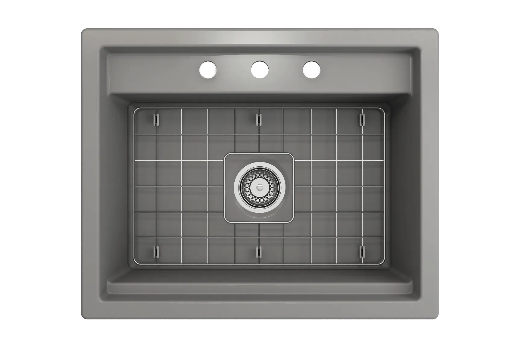 BOCCHI Baveno Uno 27" Dual Mount Fireclay Workstation Kitchen Sink Kit with Accessories, Matte Gray, 1633-006-0127