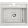 BOCCHI Baveno Uno 27" Dual Mount Fireclay Workstation Kitchen Sink Kit with Accessories, White, 1633-001-0127