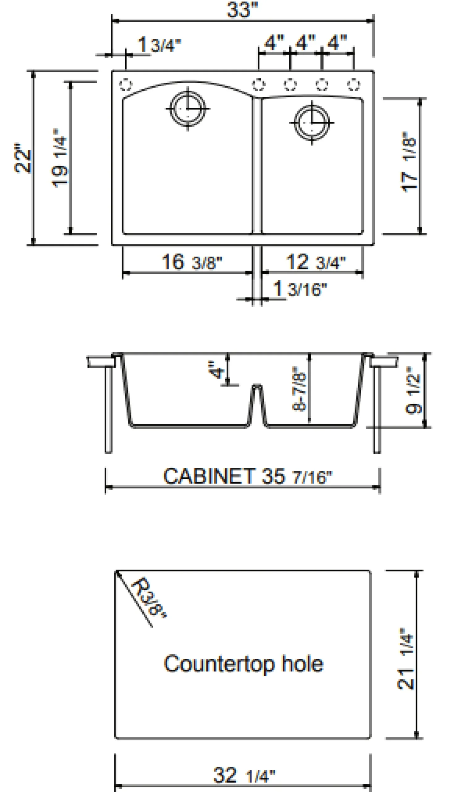 BOCCHI Campino Duo 33" Dual Mount Composite Granite Kitchen Sink, 60/40 Double Bowl, Matte Black, 1602-504-0126