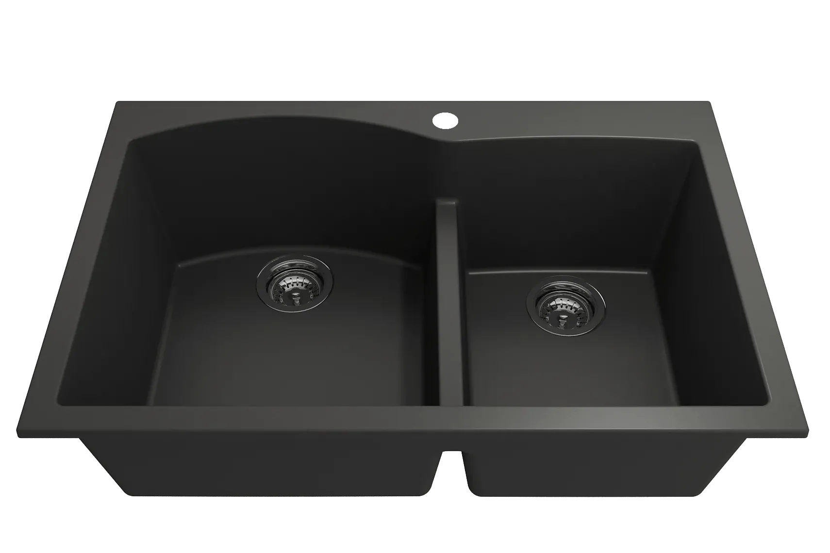BOCCHI Campino Duo 33" Dual Mount Composite Granite Kitchen Sink, 60/40 Double Bowl, Matte Black, 1602-504-0126