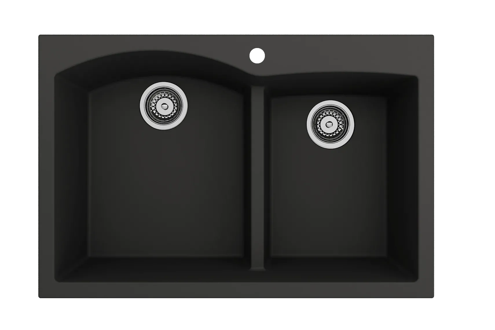 BOCCHI Campino Duo 33" Dual Mount Composite Granite Kitchen Sink, 60/40 Double Bowl, Matte Black, 1602-504-0126