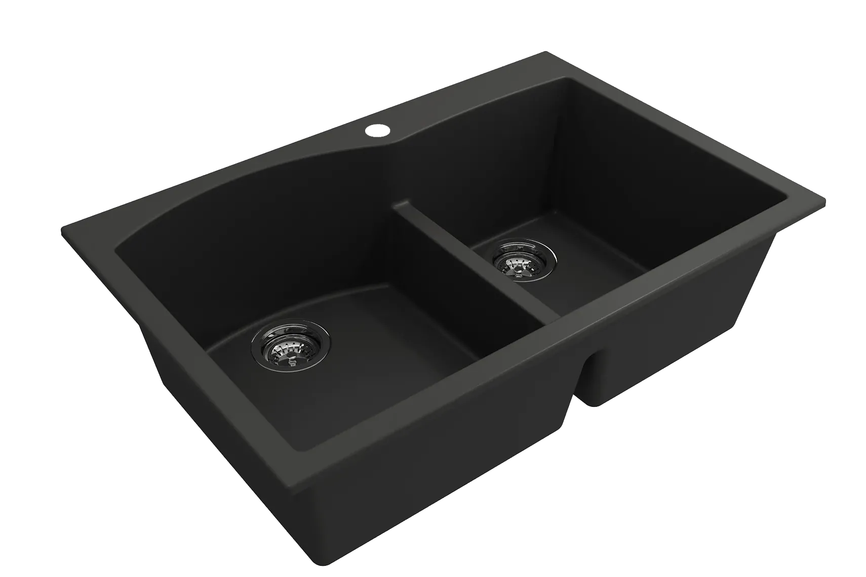 BOCCHI Campino Duo 33" Dual Mount Composite Granite Kitchen Sink, 60/40 Double Bowl, Matte Black, 1602-504-0126
