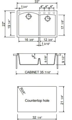 BOCCHI Campino Duo 33" Dual Mount Composite Granite Kitchen Sink, 60/40 Double Bowl, Metallic Black, 1602-505-0126