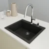 BOCCHI Campino Uno 24" Dual Mount Composite Granite Kitchen Sink, Metallic Black, 1606-505-0126