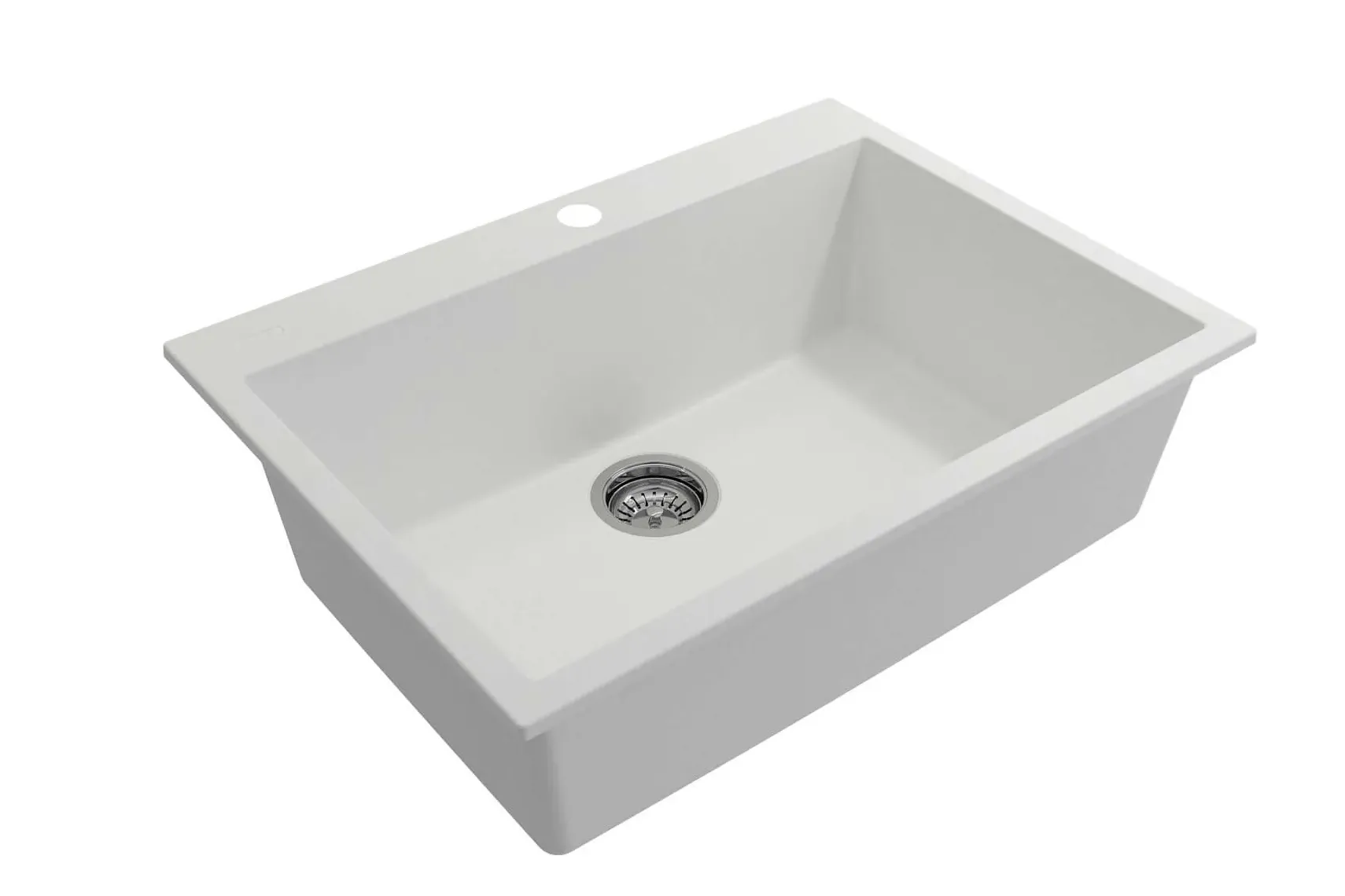 BOCCHI Campino Uno 27" Dual Mount Granite Kitchen Sink Kit, Milk White, 1634-507-0126