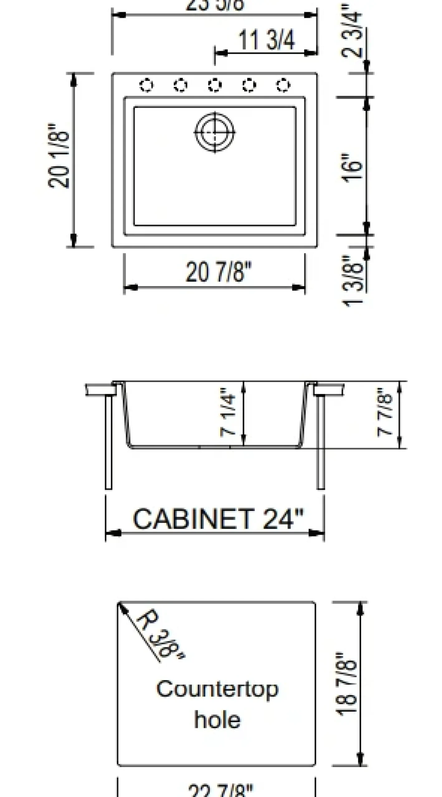 BOCCHI Campino Uno 24" Dual Mount Composite Granite Kitchen Sink, Concrete Gray, 1606-506-0126