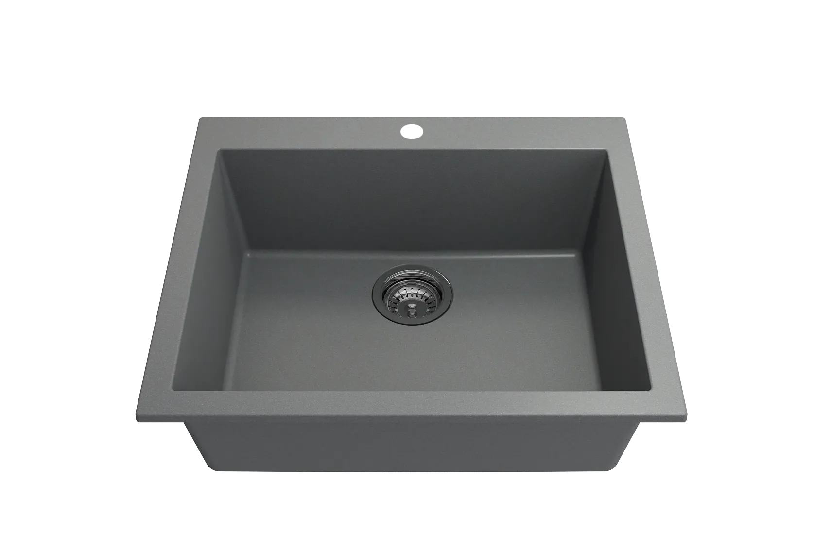 BOCCHI Campino Uno 24" Dual Mount Composite Granite Kitchen Sink, Concrete Gray, 1606-506-0126