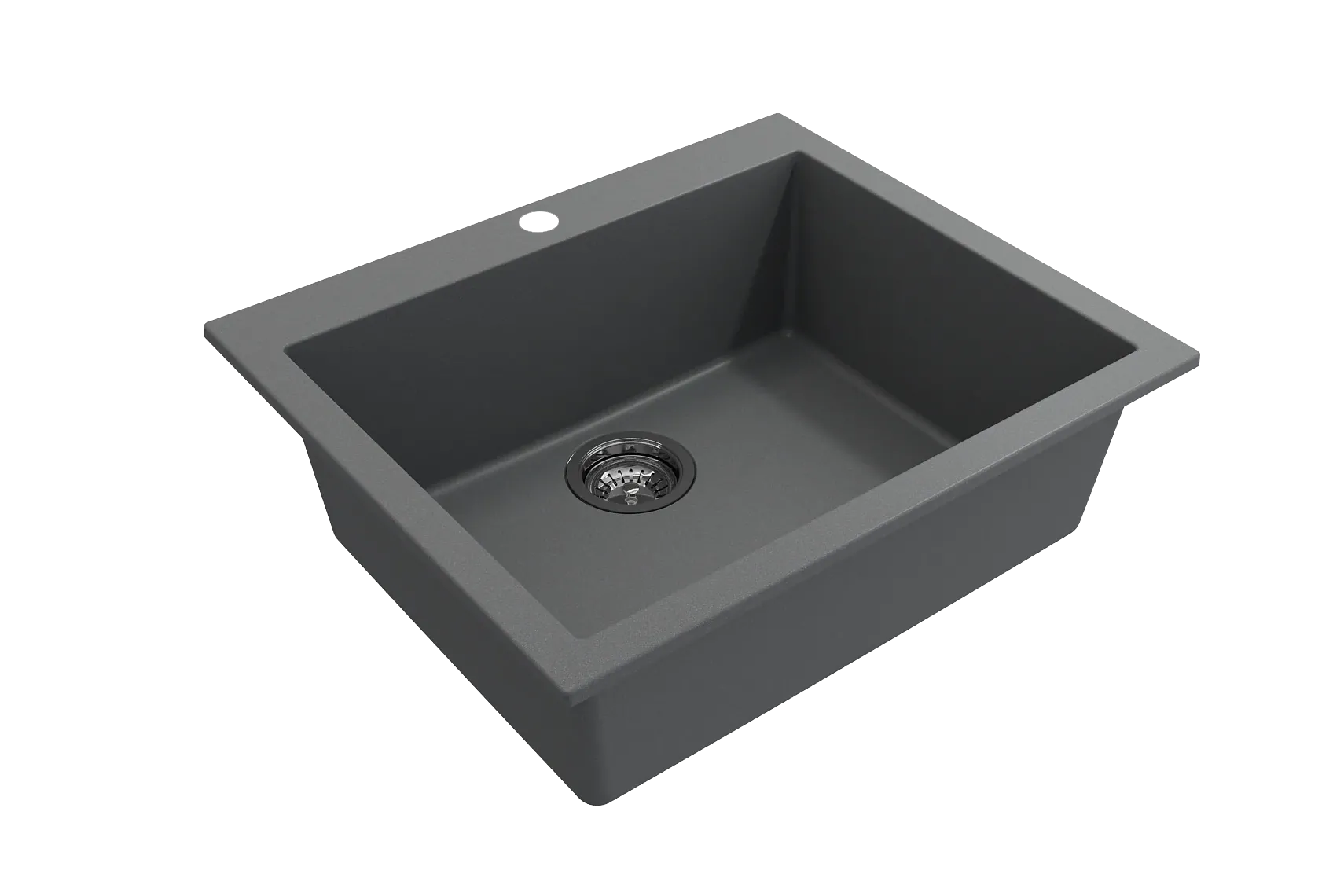 BOCCHI Campino Uno 24" Dual Mount Composite Granite Kitchen Sink, Concrete Gray, 1606-506-0126