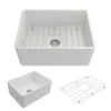 BOCCHI Classico 24" Fireclay Farmhouse Apron Single Bowl Kitchen Sink, Matte White, 1137-002-0120