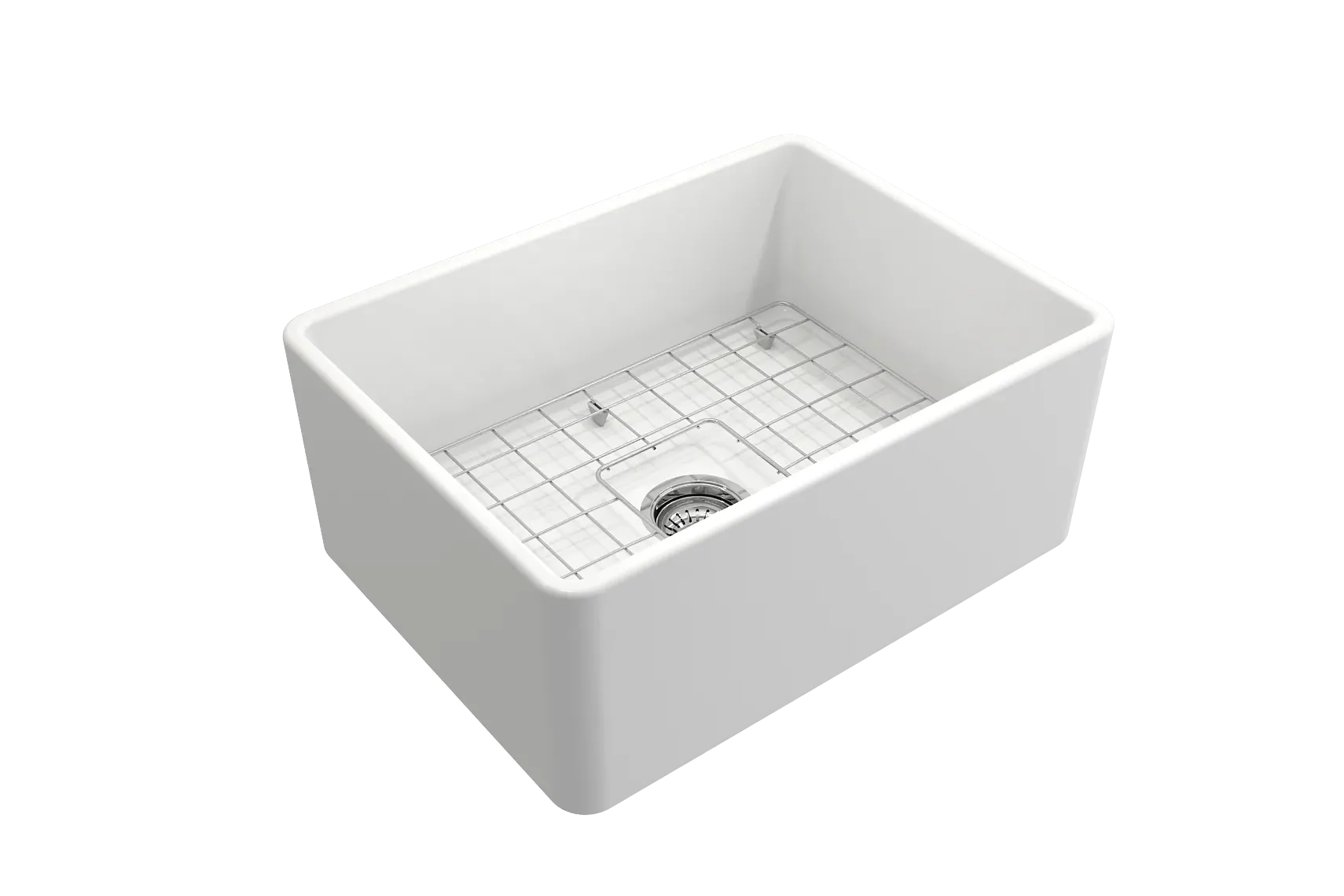 BOCCHI Classico 24" Fireclay Farmhouse Apron Single Bowl Kitchen Sink, Matte White, 1137-002-0120