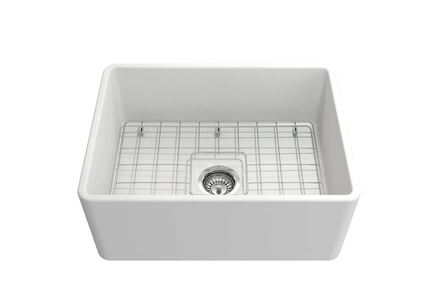 BOCCHI Classico 24" Fireclay Farmhouse Apron Single Bowl Kitchen Sink, Matte White, 1137-002-0120