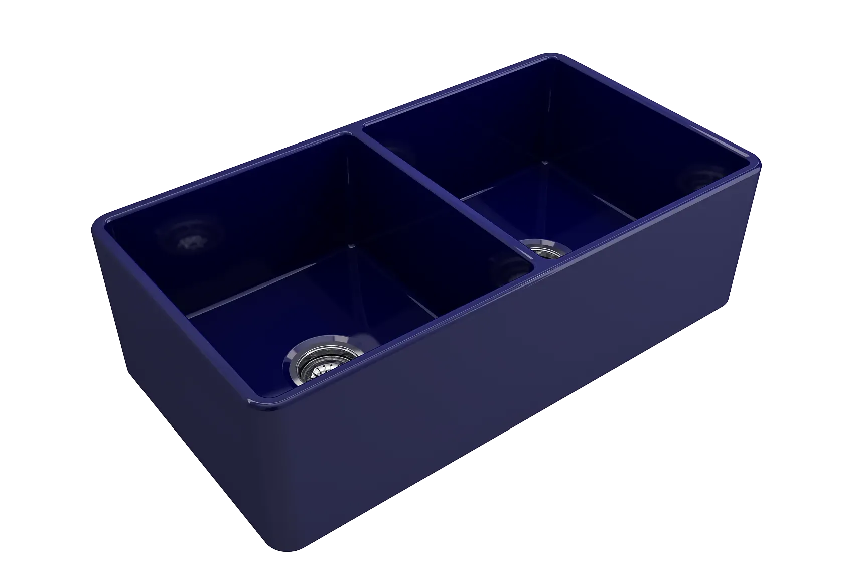 BOCCHI Classico 33" Fireclay Farmhouse Apron 50/50 Double Bowl Kitchen Sink, Sapphire Blue, 1139-010-0120