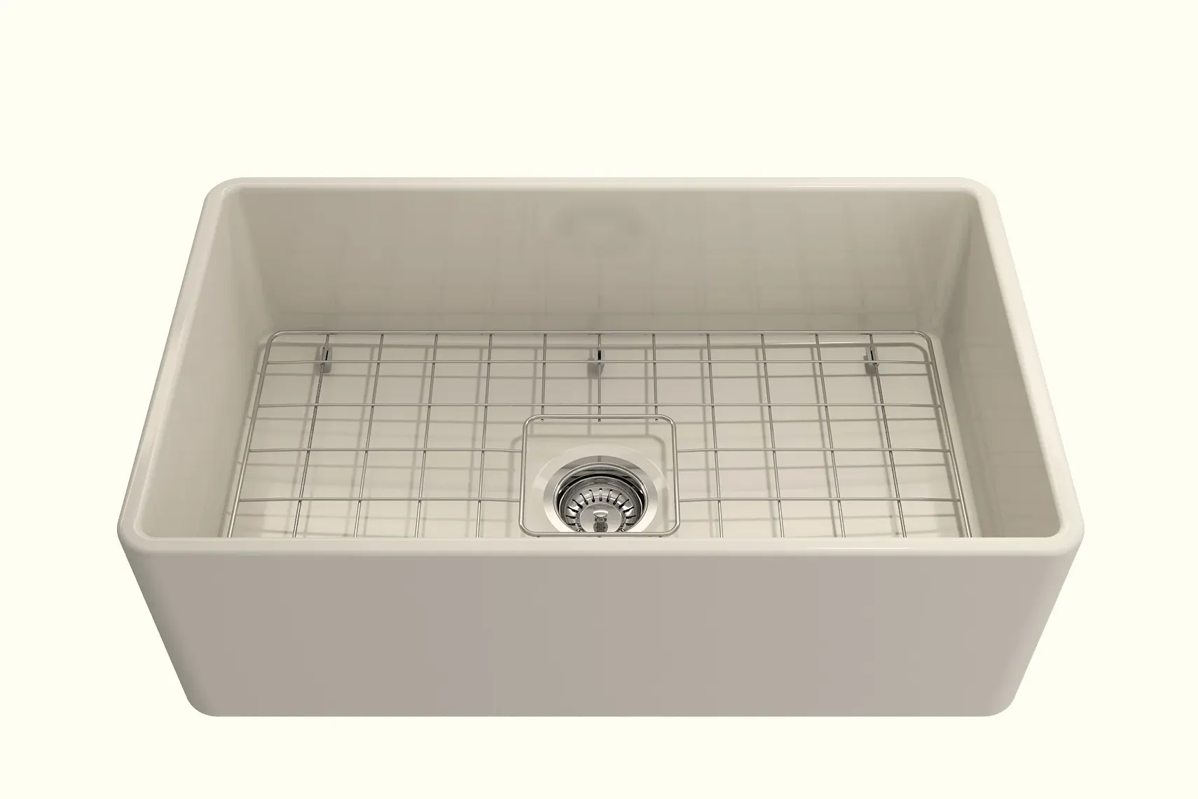 BOCCHI Classico 30" Fireclay Farmhouse Apron Single Bowl Kitchen Sink, Biscuit, 1138-014-0120
