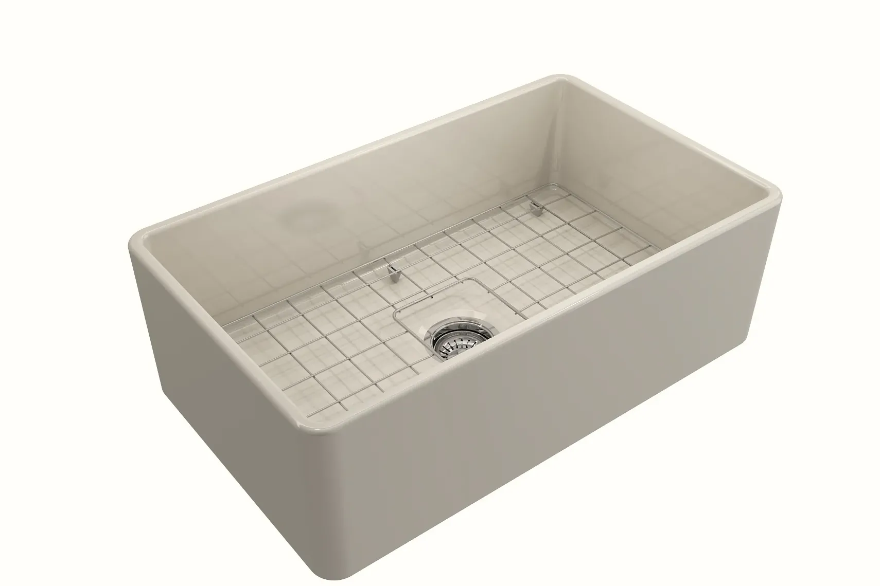 BOCCHI Classico 30" Fireclay Farmhouse Apron Single Bowl Kitchen Sink, Biscuit, 1138-014-0120