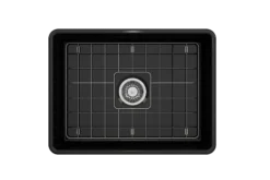 BOCCHI Classico 24" Fireclay Farmhouse Apron Single Bowl Kitchen Sink, Black, 1137-005-0120