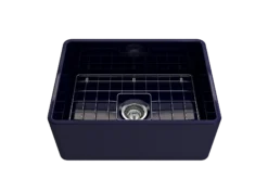 BOCCHI Classico 24" Fireclay Farmhouse Apron Single Bowl Kitchen Sink, Sapphire Blue, 1137-010-0120