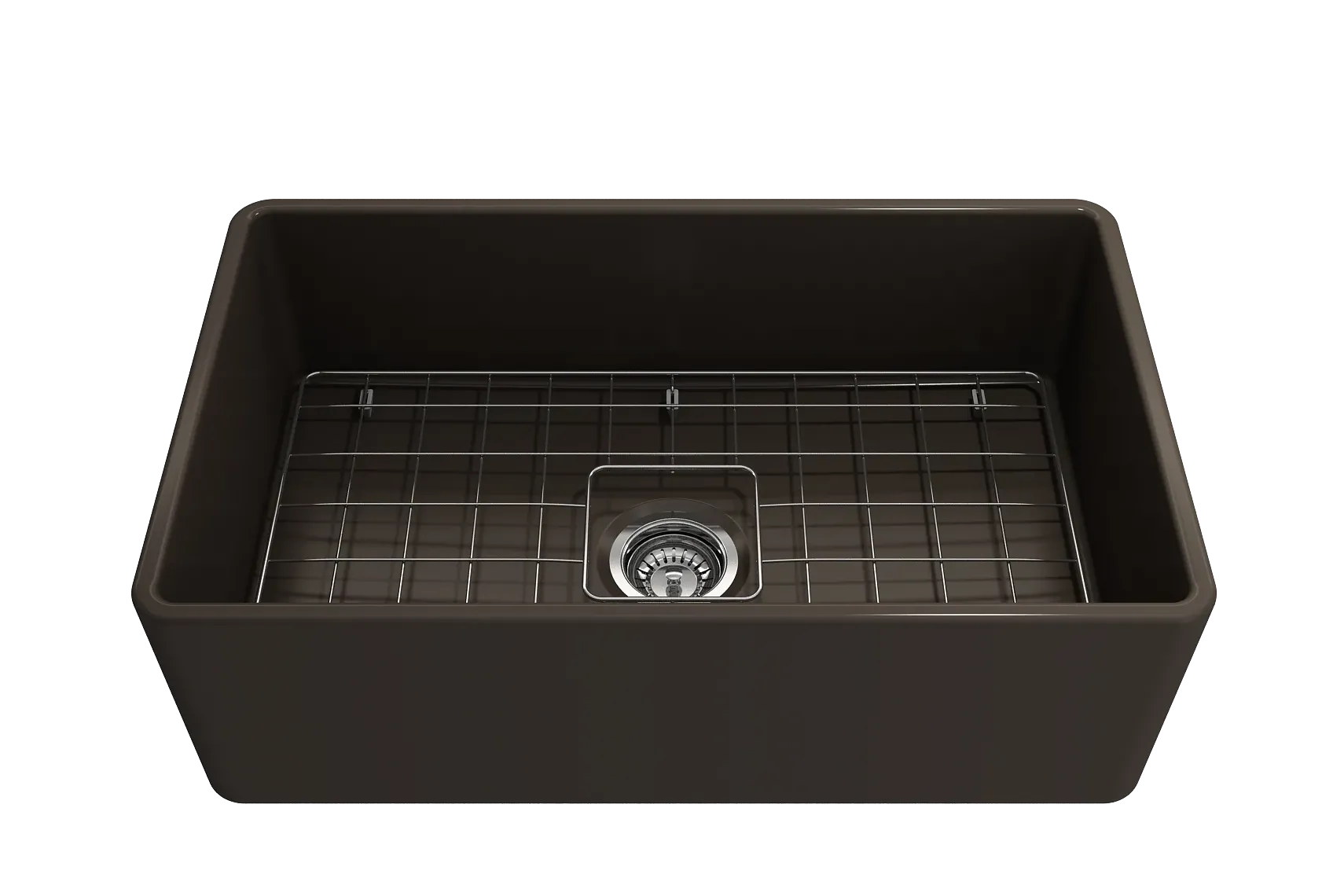 BOCCHI Classico 30" Fireclay Farmhouse Apron Single Bowl Kitchen Sink, Matte Brown, 1138-025-0120
