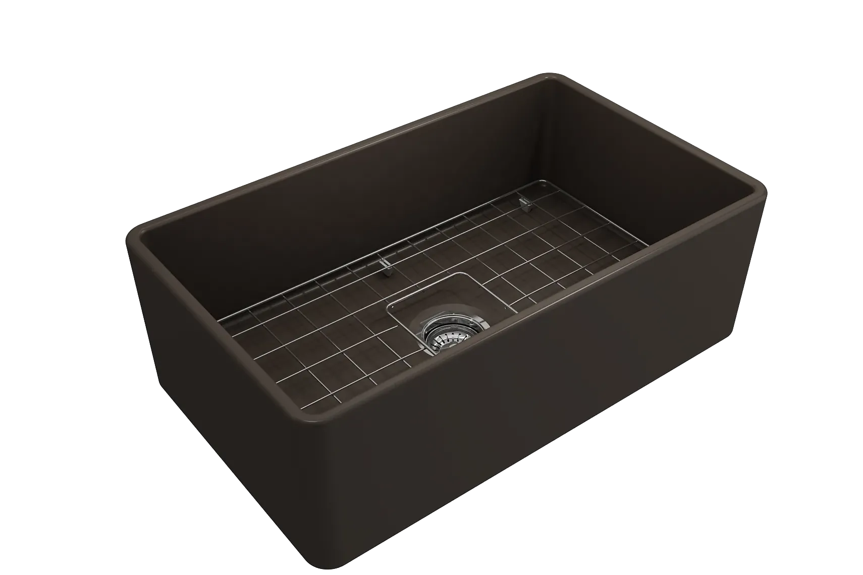 BOCCHI Classico 30" Fireclay Farmhouse Apron Single Bowl Kitchen Sink, Matte Brown, 1138-025-0120