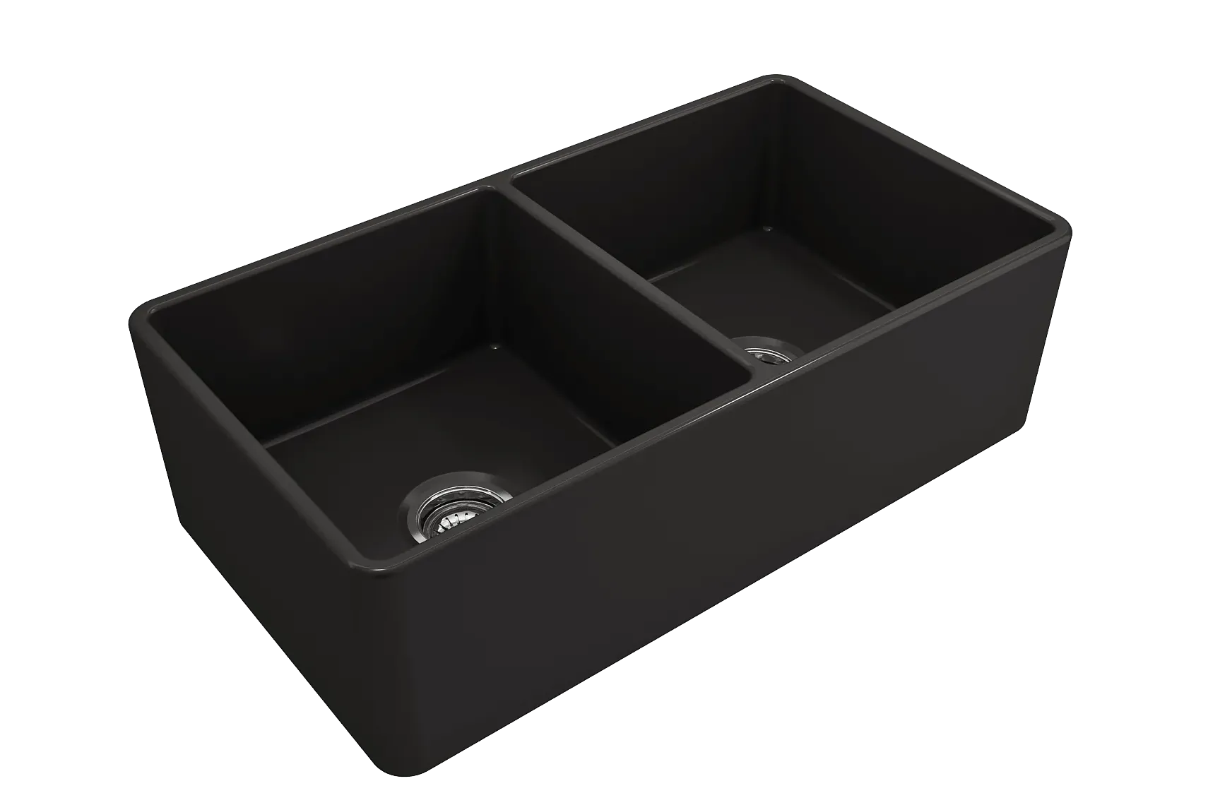BOCCHI Classico 33" Fireclay Farmhouse Apron 50/50 Double Bowl Kitchen Sink, Matte Black, 1139-004-0120