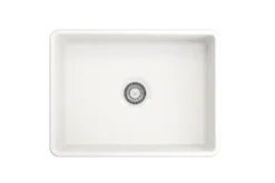 BOCCHI Classico 24" Fireclay Farmhouse Apron Single Bowl Kitchen Sink, White, 1137-001-0120