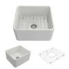 BOCCHI Classico 20" Fireclay Farmhouse Apron Single Bowl Kitchen Sink, Matte White, 1136-002-0120