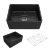 BOCCHI Classico 24" Fireclay Farmhouse Apron Single Bowl Kitchen Sink, Matte Dark Gray, 1137-020-0120