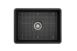BOCCHI Classico 24" Fireclay Farmhouse Apron Single Bowl Kitchen Sink, Matte Dark Gray, 1137-020-0120