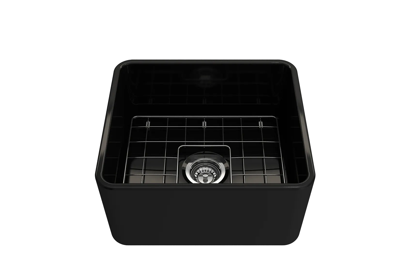 BOCCHI Classico 20" Fireclay Farmhouse Apron Single Bowl Kitchen Sink, Black, 1136-005-0120
