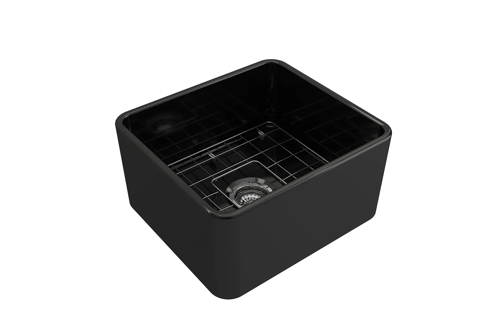 BOCCHI Classico 20" Fireclay Farmhouse Apron Single Bowl Kitchen Sink, Black, 1136-005-0120