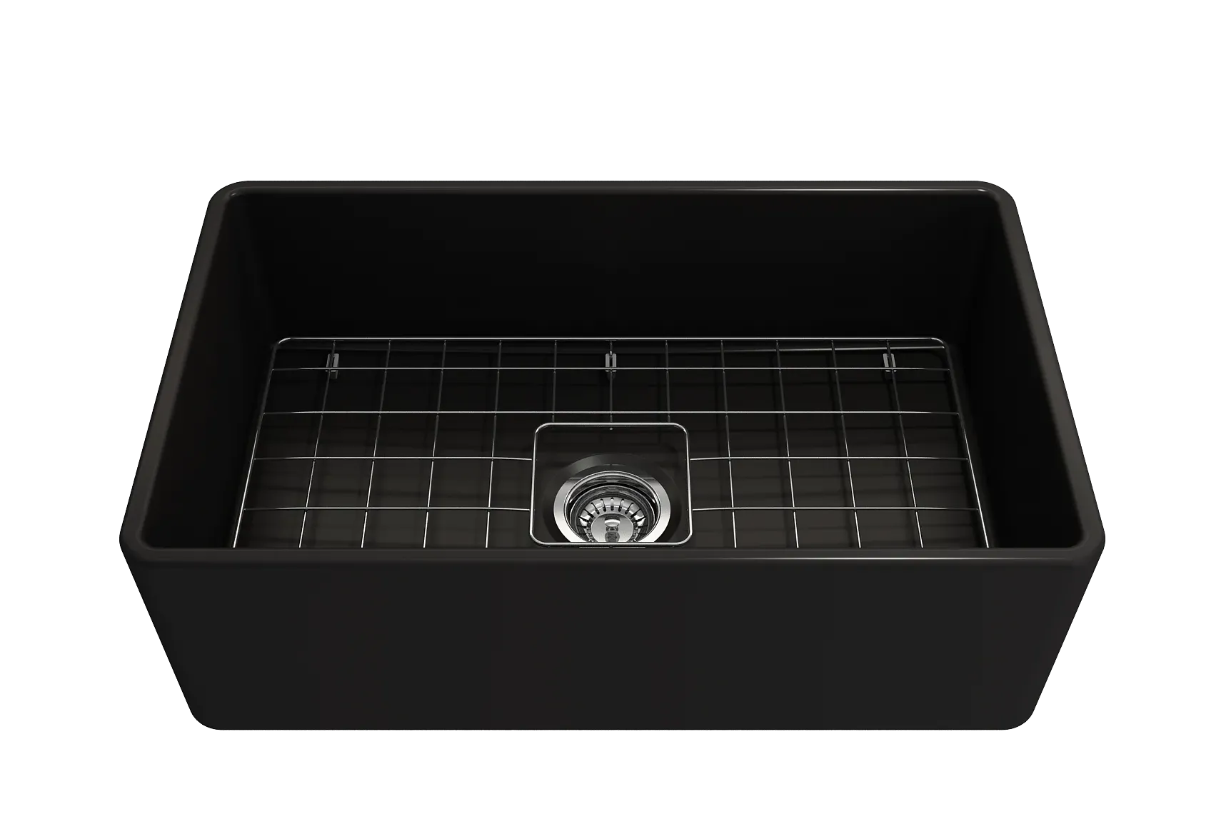 BOCCHI Classico 30" Fireclay Farmhouse Apron Single Bowl Kitchen Sink, Matte Black, 1138-004-0120