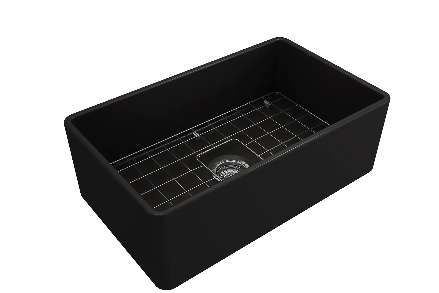 BOCCHI Classico 30" Fireclay Farmhouse Apron Single Bowl Kitchen Sink, Matte Black, 1138-004-0120