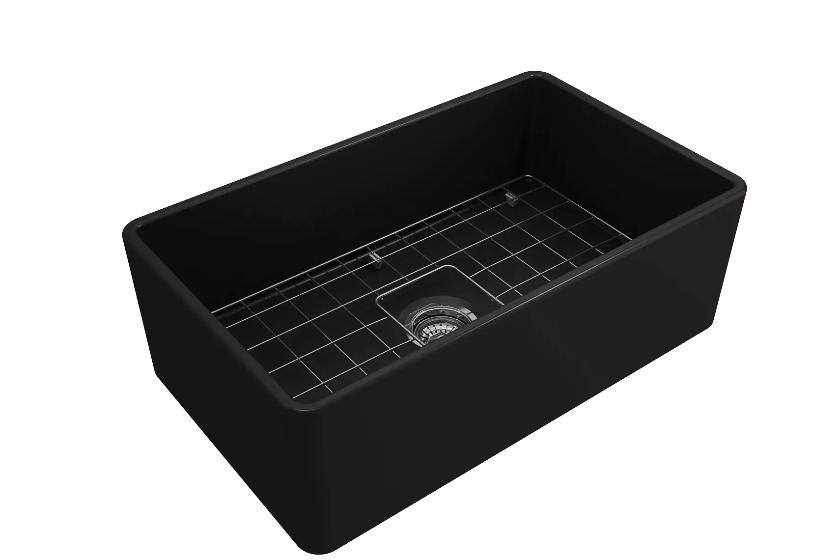 BOCCHI Classico 30" Fireclay Farmhouse Sink Kit with Faucet and Accessories, Matte Black (sink) / Matte Black (faucet), 1138-004-2020MB