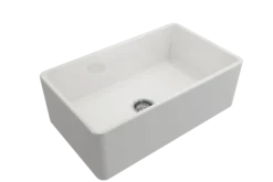 BOCCHI Classico 30" Fireclay Farmhouse Sink Kit with Faucet and Accessories, White (sink) / Stainless Steel (faucet), 1138-001-2020SS
